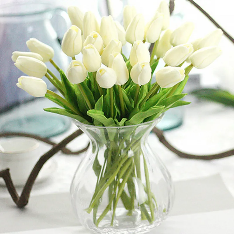 HMT 31Pcs Lalele Flori Artificiale PU Atingere Reală Artificiale Buchet de Flori False pentru Decor Nunta Acasă Garen Decor