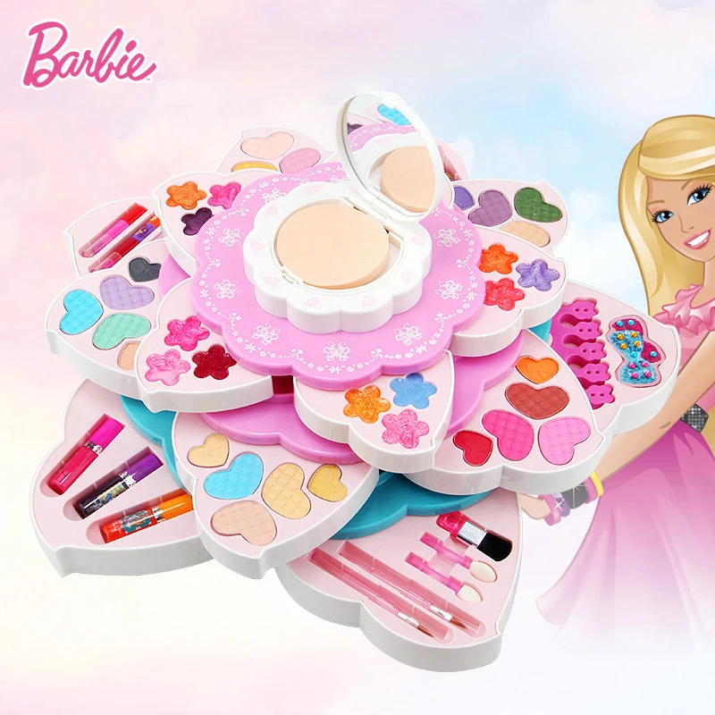 Barbie Printesa Cosmetice Make-Up Box Set Jucarii pentru Fete Copii Set de Machiaj pentru Fete de Frumusete Pretinde Joc Cadou de Crăciun Cadouri