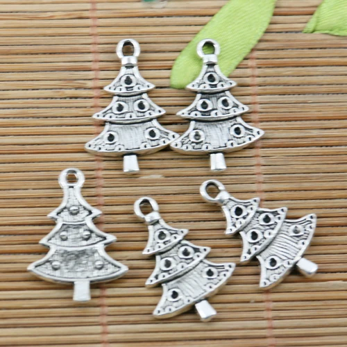 40pcs argint tibetan culoare pom de Crăciun de proiectare farmece EF2308