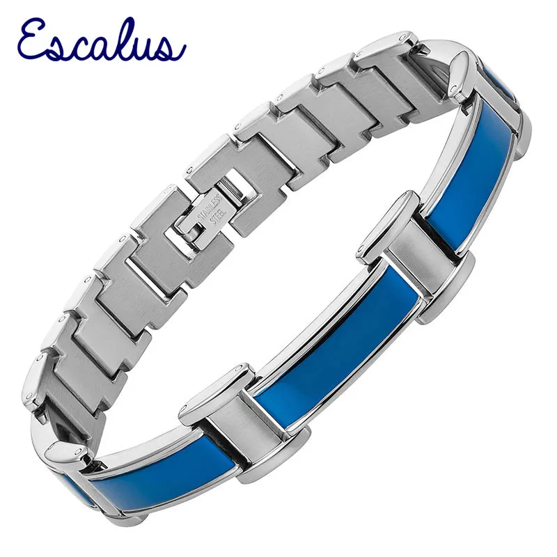Escalus Unisex 4in1 Albastru Magnet Ioni Negativi Germaniu Departe A Bijuterii din Oțel Inoxidabil Brățară Brățară Farmec