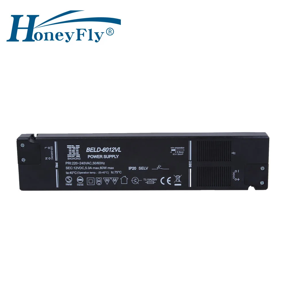 HoneyFly 5pcs Brevetat Super Slim LED Driver 12V 60W AC Adaptor DC Tensiune Constantă de Alimentare Transformator 110V-250V