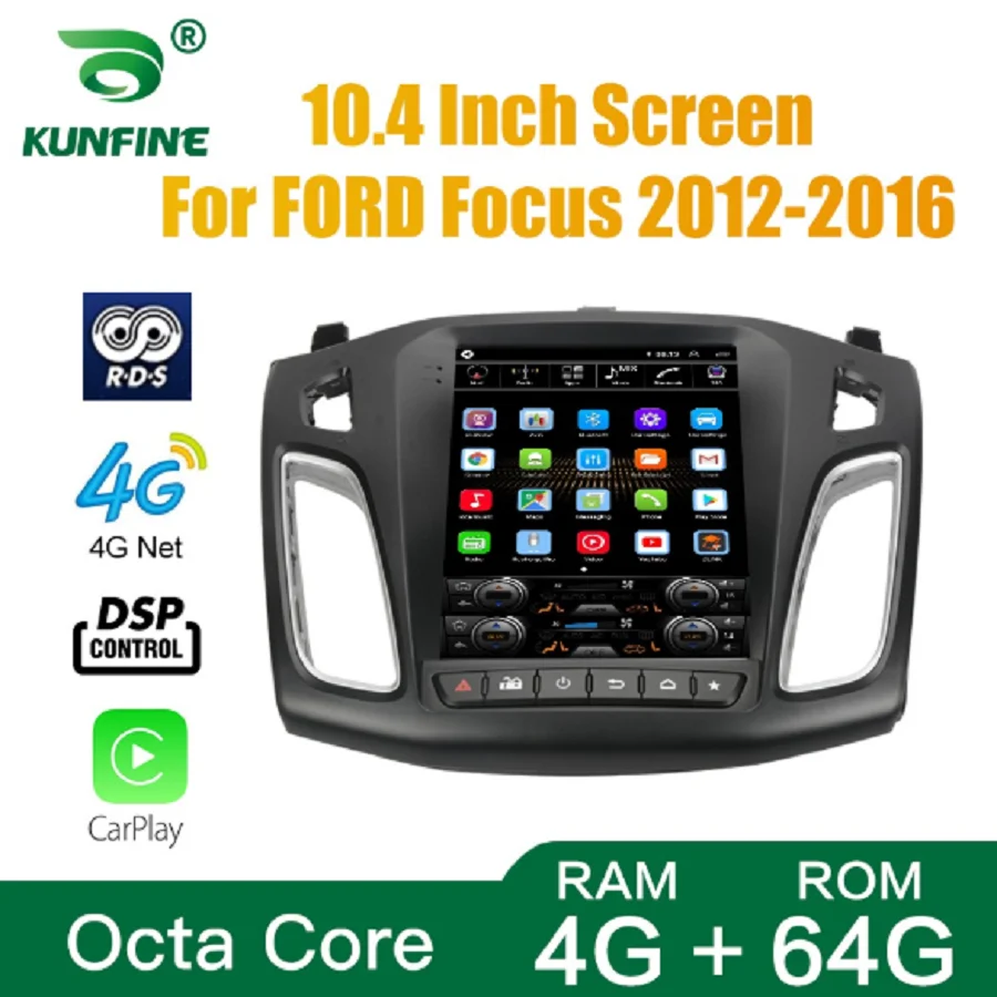 Tesla Ecran Android 10.0 4GB RAM 64GM ROM Octa Core Auto GPS DVD Player Deckless Stereo Auto Pentru FORD Focus 2012-2016