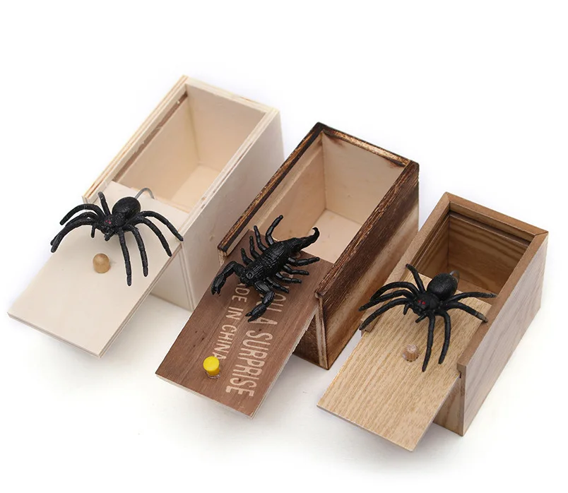 1BUC Complicat Jucărie Cutie de Lemn Întreaga Persoană Spoof Mici Insecte Cutie Spider Cutie de Groază Înfricoșător Cutie Mică din Lemn Jucărie Amuzant