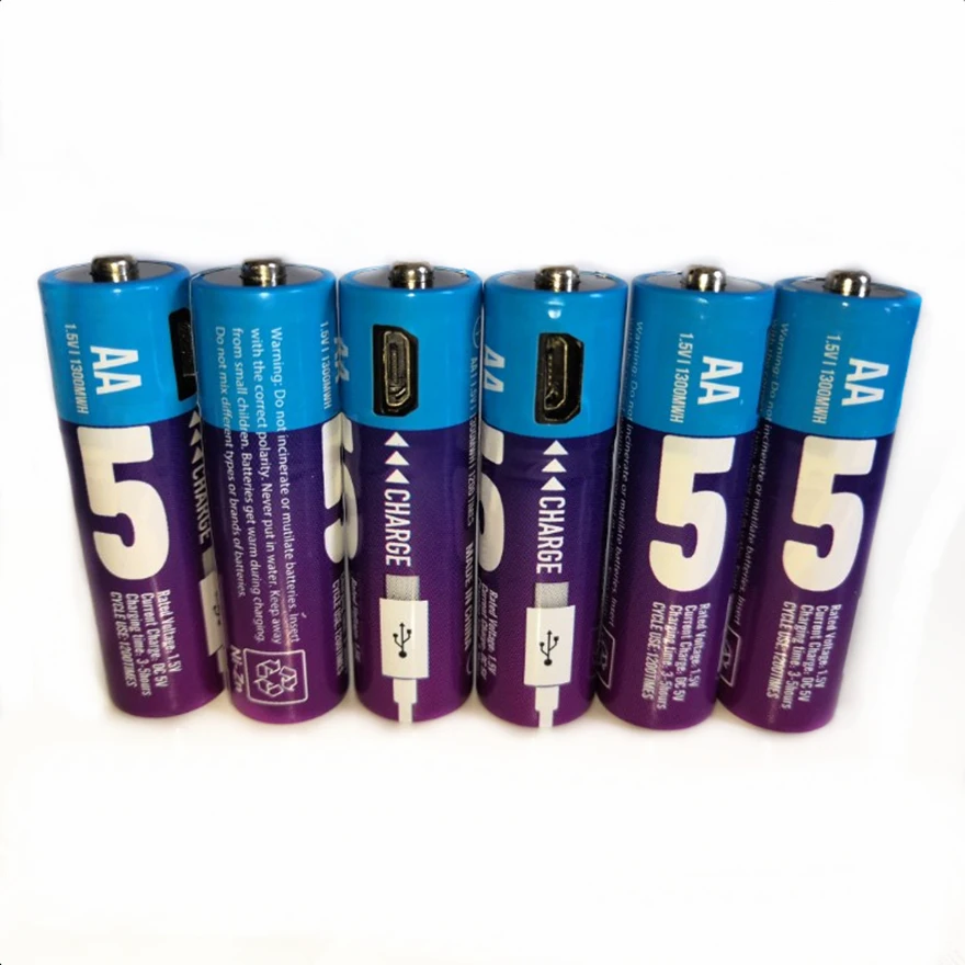 6Pcs/Lot Nou de 1.5 V AA baterie reîncărcabilă 1300mwh USB Ni-Zn baterie reîncărcabilă pentru microfon wireless jucarii