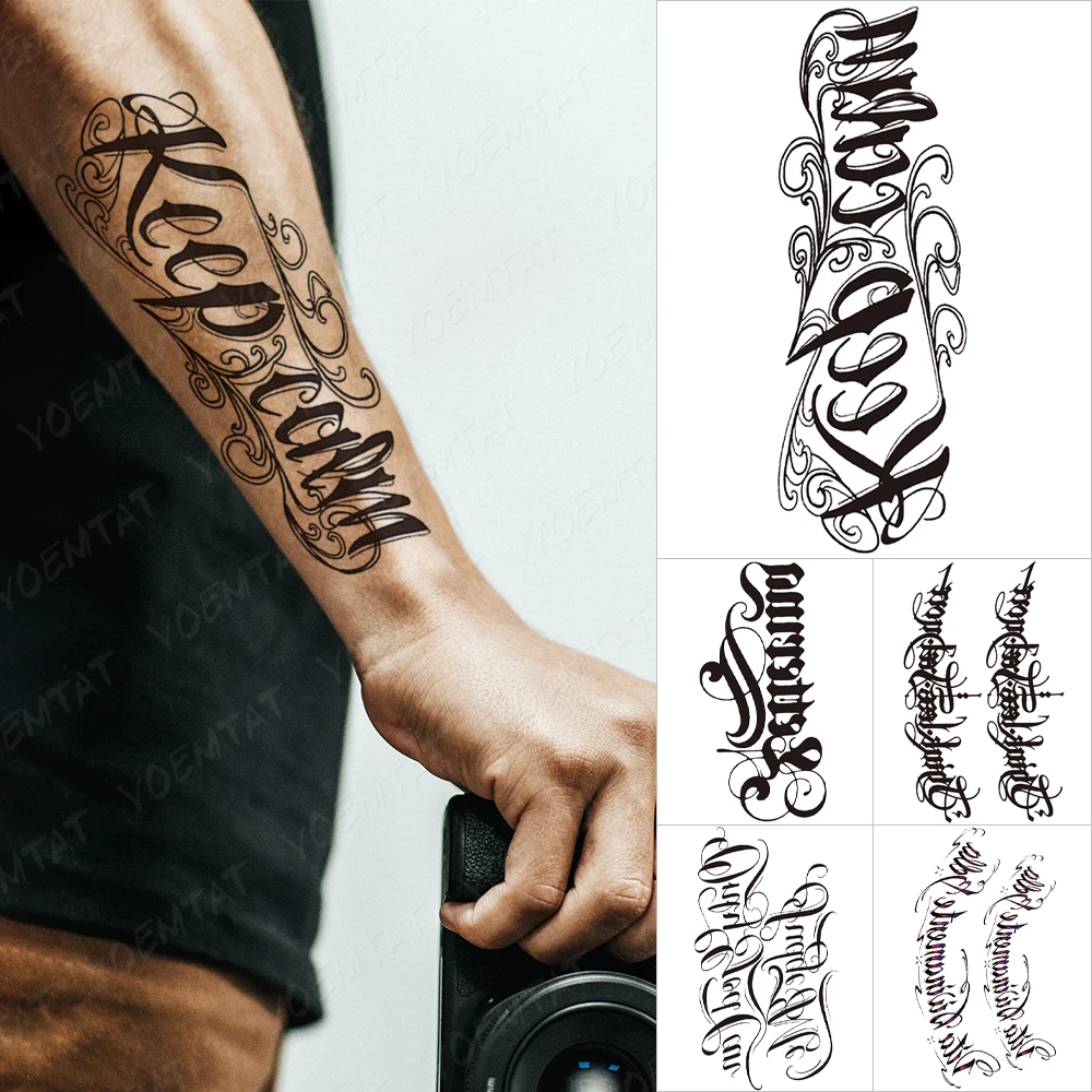 Font Scrierii De Mână Impermeabil Tatuaj Temporar Autocolant Text Cuvântul Chicano Litere Body Art Braț Încheietura Mâinii Fals Tatuaj Pentru Femei Barbati