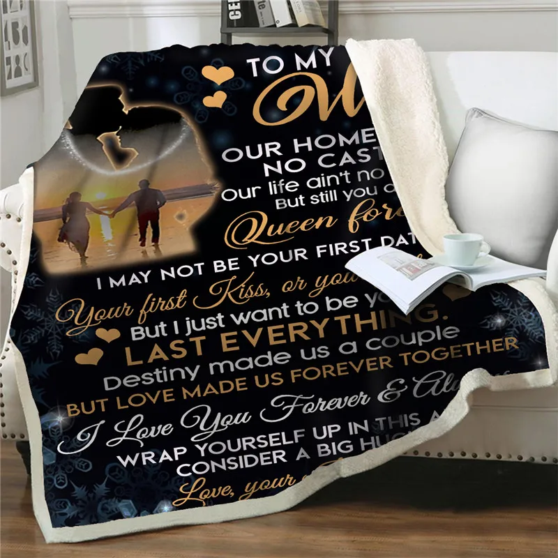 Flanel moale Cu Soția Mea Scrisoare umane umbra tipărite pătură pentru Paturi Canapea mare Acasă Textile, pilote cel mai frumos cadou pe pătură, cuvertură de pat