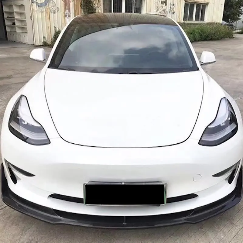 Piese Auto în formă de V real fibra de carbon bara fata buza de jos pentru Tesla model3