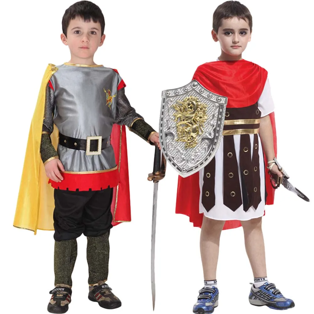Copii Costum grec Roman Războinic Cavaler de Craciun pentru Baieti Carnaval de Halloween Petrecere de Lux Fara Arma