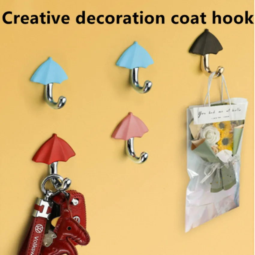 modern, simplu creator de Desene animate pline de culoare umbrela de decorare perete cârlig în spatele ușii dulap haina cârlig de argint, aur rosu albastru