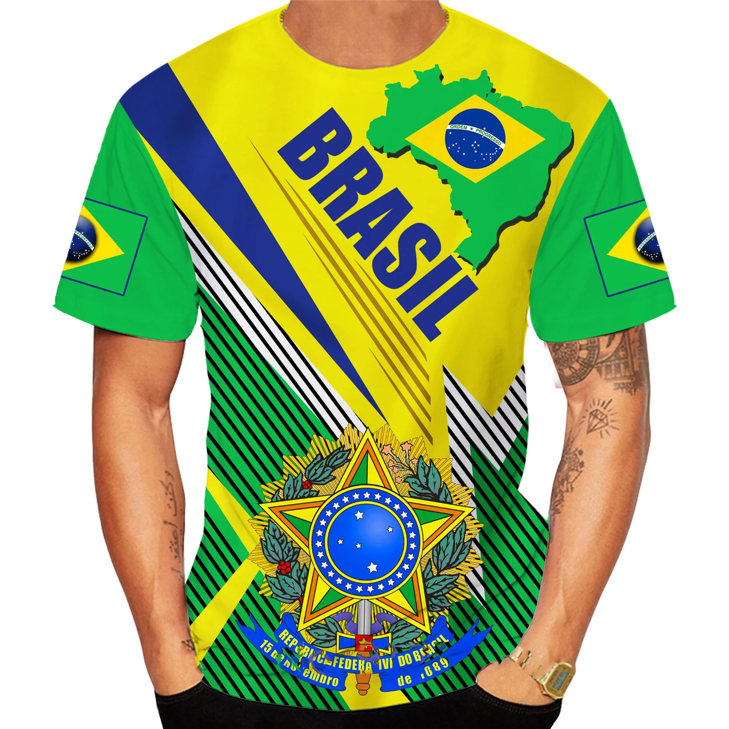 Vara noi de Imprimare Brazilia Tricou Unisex Verde și Galben Tricou Bărbați ' s Brasil Maneci Scurte Tee Tricou Fotbal Transport Gratuit pentru Brazilia