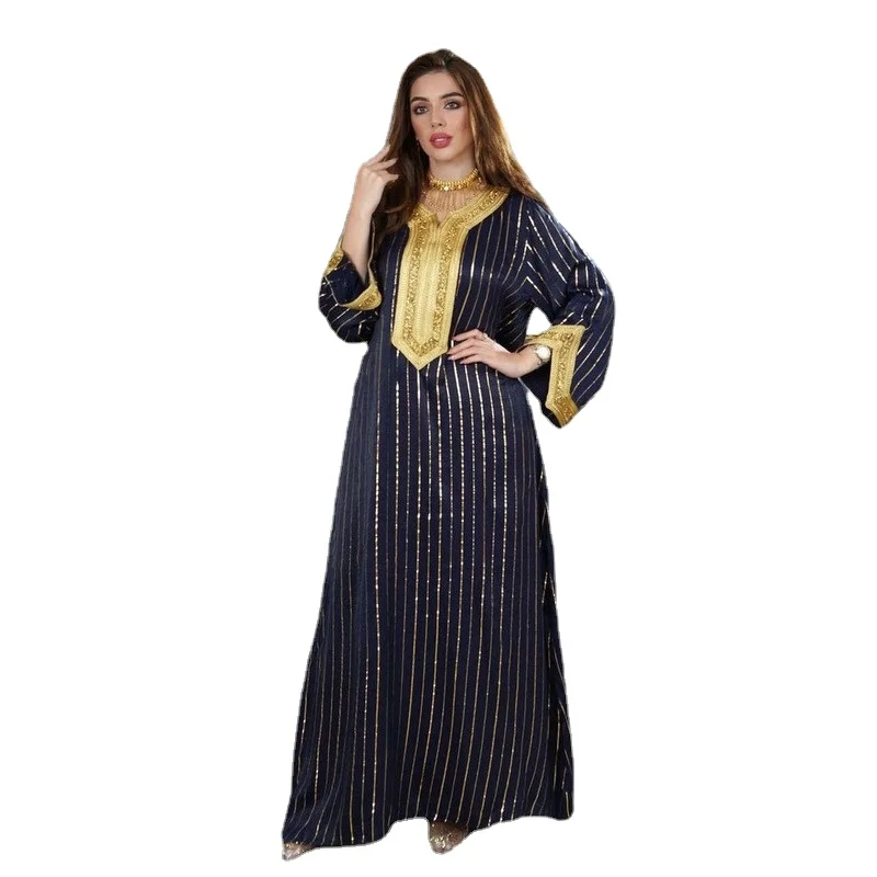 2022 Stil De Moda Femei Musulmane Maneca Lunga Din Poliester Mult Abaya Rochie Musulman Femeile Musulmane Femeie De Moda Abaya