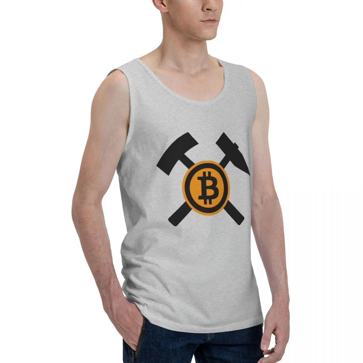 Bitcoin Crypto Miner Bărbați Rezervor de Top Tricou 
Moneda Vesta Barbati set Glumă Grafic Rece Haină fără Mâneci