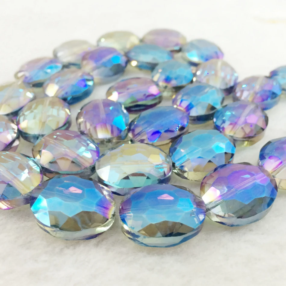 Multicolore fatetate de cristal ovale de sticlă 20X16mm liber margele distantiere curcubeu diy bijuterii accesorii constatările 15inch B1011