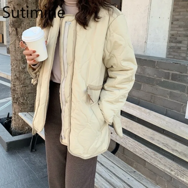 Femei Jacheta de Iarna coreea Moda Dulce Negru Roz Strat de Cultură Parka cu Buzunare Sacou Cald Jos de sex Feminin 2021 Iarna