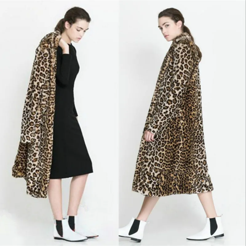 Hot-vânzare toamna iarna coreean faux blana haina Groasă cald leopard nurca trenci haine Sexy de lux femei palton Plus dimensiune S~3XL