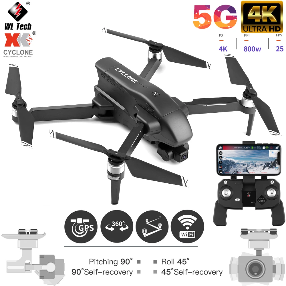 Wltoys Q868 Drona 4K HD Camera 2-Axa de Auto-Stabilizare 5G Wifi FPV GPS Brushsss Motoare 3000mAh RC Quadcopter Jucării Pentru Adulți