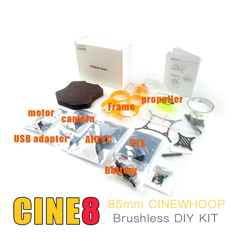 HappyModel CINE8 CrazyF411 PRO 20A 400mW Caddx ANT 1200TVL EX1202.5 KV8000 2-3S 85mm fără Perii Cinewhoop FPV DIY KIT de Drone