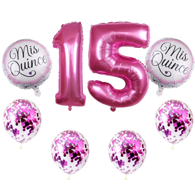 Mis Gutui meu Cincisprezece 15 ani la petrecerea de ziua baloane numărul 15 baloon spaniolă Fata roz fericit ziua de nastere scrisoare baloon
