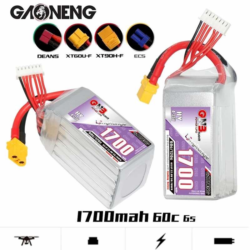 Gaoneng BNG HV Lipo Baterie 1700mAh 6S1P 22.8 V 60C/120C Greutate de Lumină Zbor Lung Cu XT60 T Plug De 4-Inch RC FPV Racing Drone