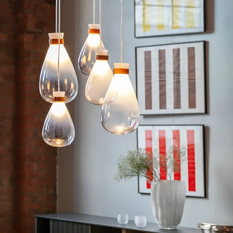 Retro de Epocă Pandantiv cu LED-uri Lumini de Sticlă Moderne Picătură de Apă Nuanta Lampă de Agățat pentru Restaurant Living Iluminat Interior Lustru