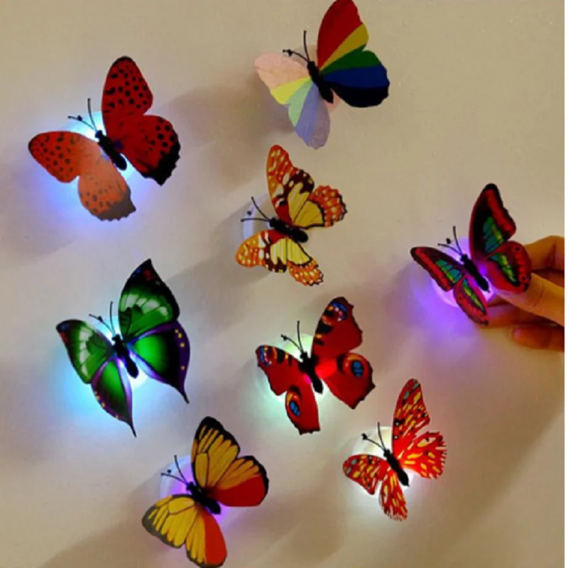 10BUC Minunat Creativ de Schimbare a Culorii ABS Fluture de Noapte LED Lumini Lampa Frumos Acasă Decorative de Perete Nightlights Aleatoare