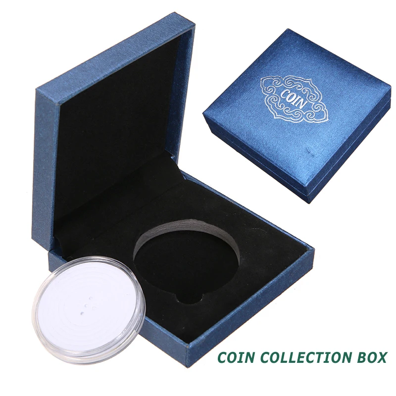Albastru Moneda Medalie de Prezentare a Afișa Caseta de Regla Caz cu Capsula Monedă Caz de Afișare Consumabile 92*92*30mm