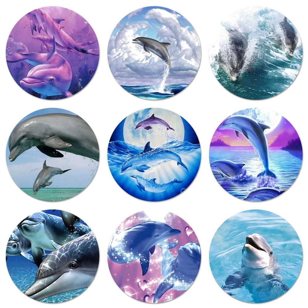 Ocean Dolphin Dance Icoane Ace Insigna Decor Broșe Metalice Insigne Pentru Ghiozdan Decor 58mm