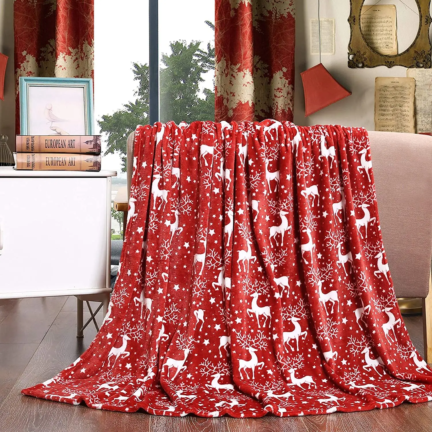 Confort Velvet Touch Ultra Plush Vacanță de Crăciun Printed Fleece/Patura-50 x 60inch, (Reni), 50 x 60 inch