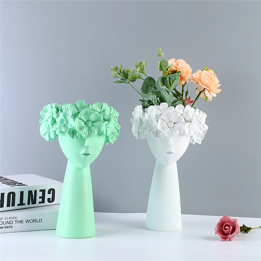Cununa Fata Vaza de Flori Stil Nordic Desktop Sculptura Suculente de Plantat Rășină Ghivece de Flori pentru Grădină Acasă Decor 28x18x8cm