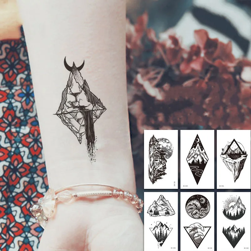 1 BUC Alb-Negru de Design de Moda Femei Tatuaj Temporar Autocolant Apă Transfer Tatuaj Minimalist Mici Sun Moon Design Tatuaj Fals