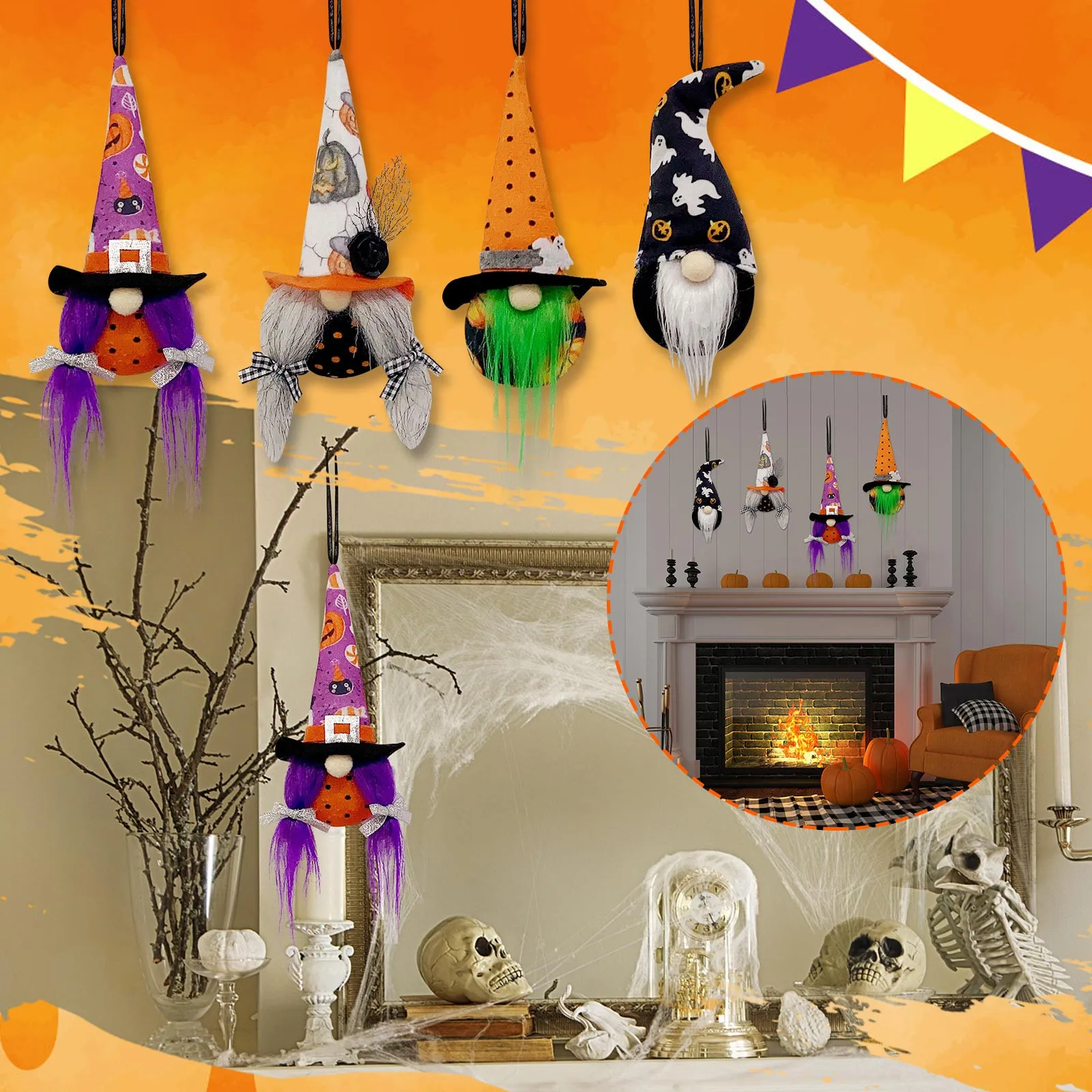 Papusa Gnome Decoratiuni, Decor Acasă Fără Chip Bucătărie Pitic Bat Farmhous Decor De Halloween & Se Blochează Hârtie Paști Ouă