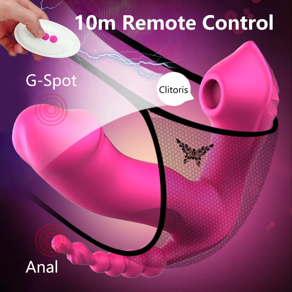 3 În 1 Chilotei Suge Vibratorul De Încălzire Portabil Punctul G, Clitorisul Stimulator Vaginal Anal Orgasm Penis Artificial Adult Jucarii Sexuale Pentru Femei