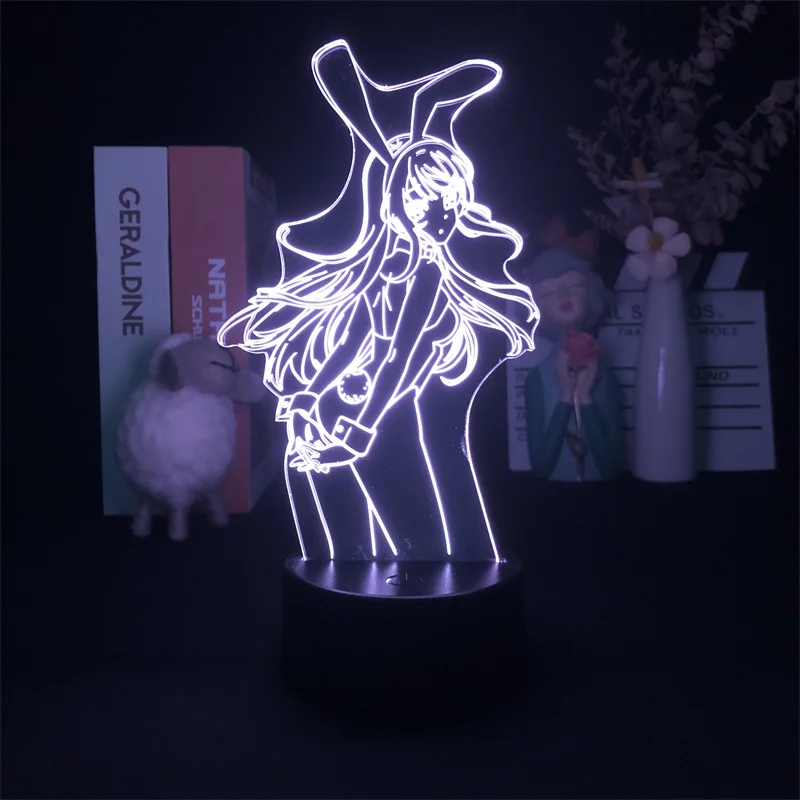 Waifu Mai Sakurajima Anime Japonez Manga Senzor Tactil 3D Lumina de Noapte pentru Dormitor Drăguț Cadou de Ziua Lampa LED Copil Minunat Cadou