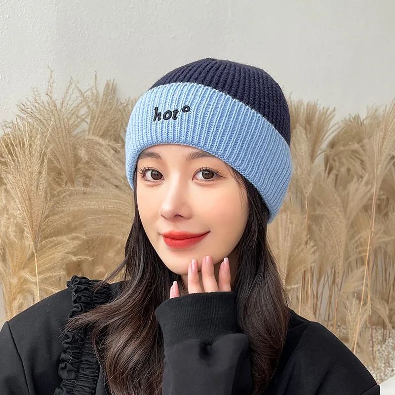 Nouă Femei, Două Tonuri De Culori Moda Pălărie De Iarnă Tricotate Pălărie Kpop Stil Moale Beanie Palarie De Sex Feminin Streetwear Capac