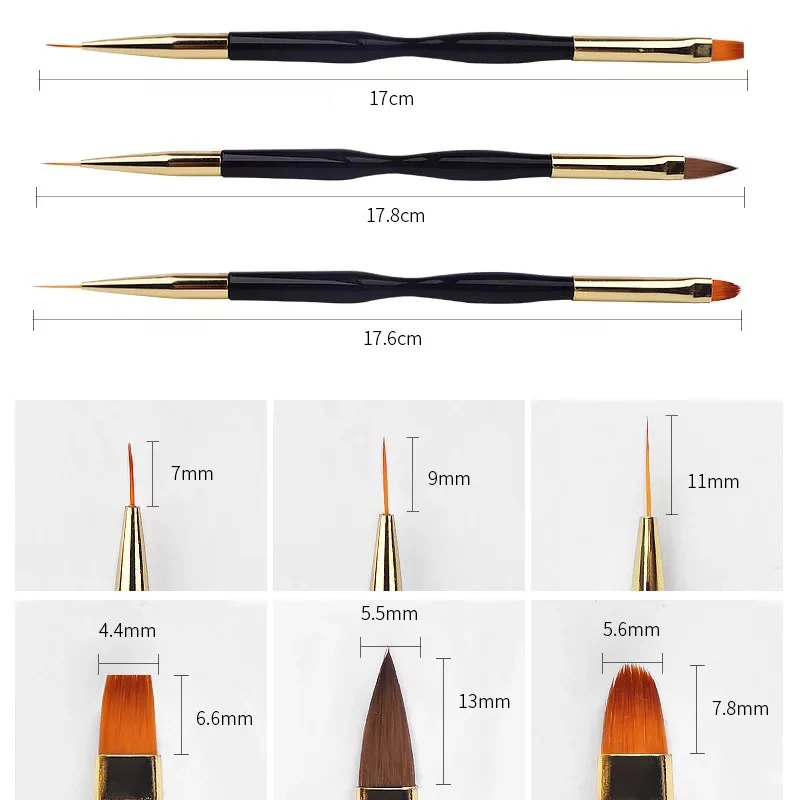 3Pcs Nail Art Liner Brush Set 3D Sfaturi Manichiură Ultra-subțire Linie Desen Pix UV Gel Pensule Acril French Stripe Instrumente de Pictură