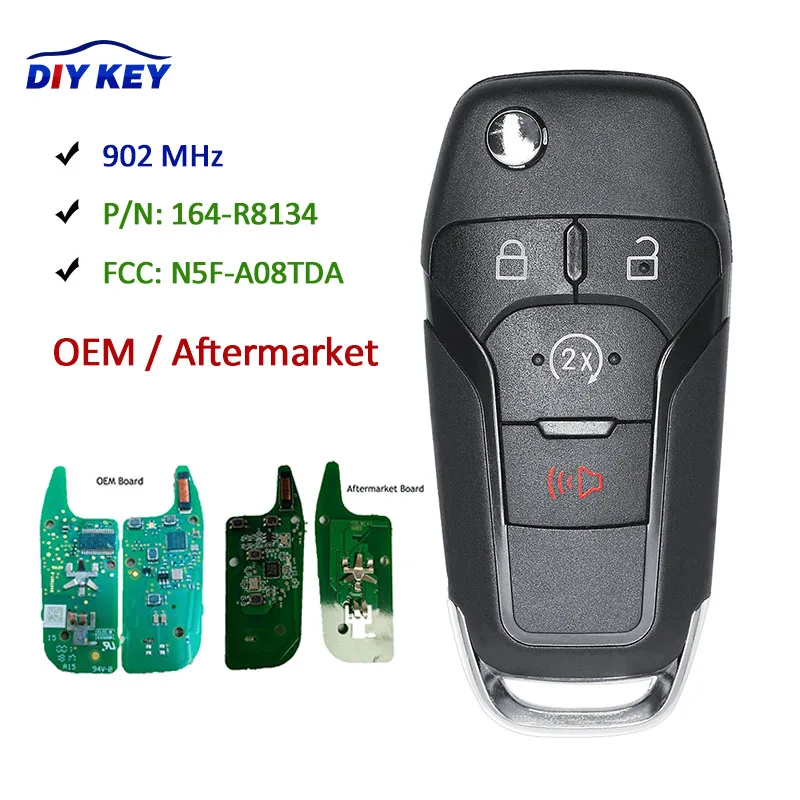 DIYKEY P/N: 164-R8134 OEM/Aftermarket Flip Cheie de la Distanță FSK 902MHz ID49 Cip de Intrare fără cheie pentru Ford F150 250 2015-2020 N5F-A08TDA