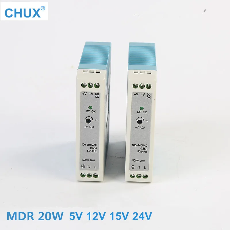 CHUX 10W 20w Putere de Comutare de Alimentare 12V 15V 24V Șină Din Tip MDR20W AC DC Singură Ieșire LED Industriei Alimentare
