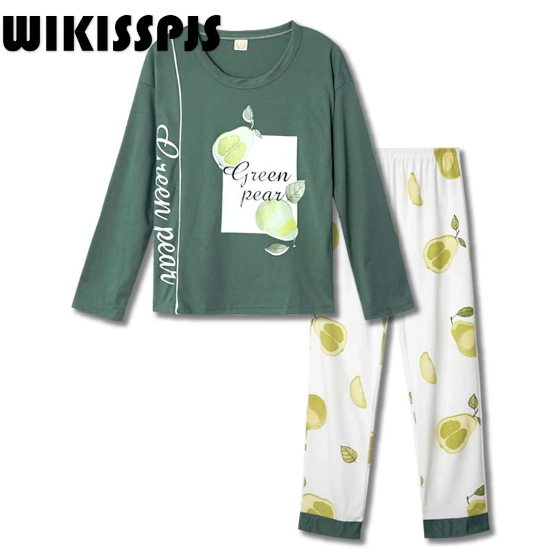 WIKISSPJS Japoneză Casa Familiei Serviciu de Femei de Primăvară și de Toamnă 2022 Gât Rotund Pulover Minunat Bumbac Imprimat Costum de Pijama Fata