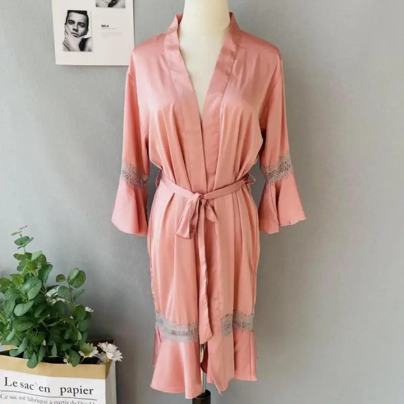 Flare Sleeve Acasă Îmbrăcăminte Lenjerie Intima Roz Kimono-Halat Femei Sexy Casual, Halat De Baie Rochie 2022 Vara Noi De Îmbrăcăminte De Noapte