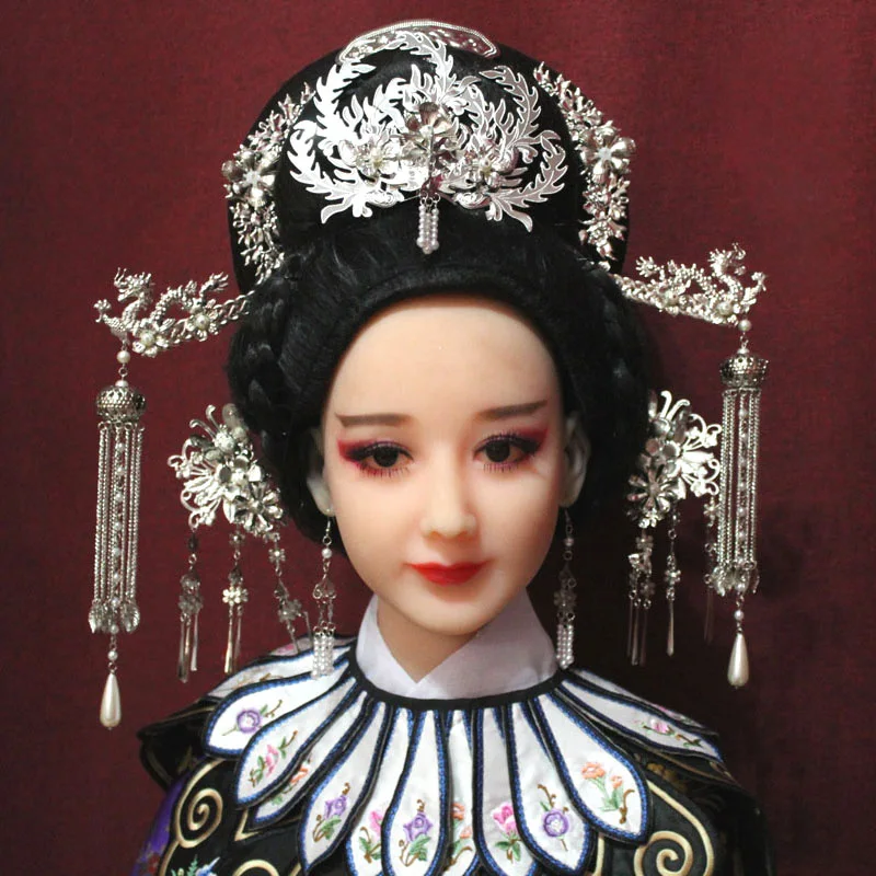 Antic Chinez Hanfu Accesoriu de Par Miao Argint Printesa Împărăteasa Păr Diadema Toate se Potrivesc de Argint Tiara pentru TV Juca Cosplay