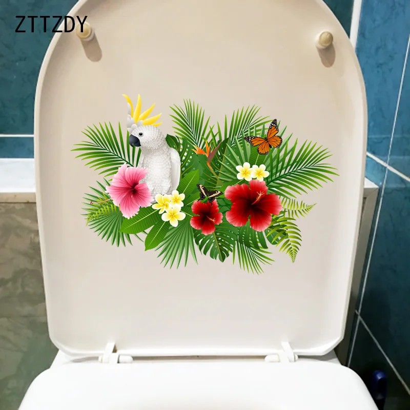 ZTTZDY 26.5 CM X 17,8 CM Amuzant de Desene animate Camera pentru Copii Decor Papagal Fluture Acasă WC Toaletă Autocolante de Perete T2-0813