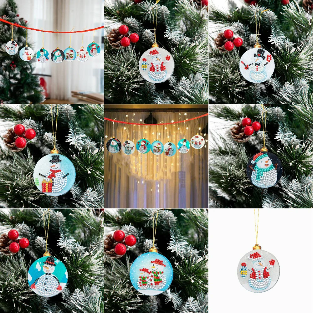 7PCS pom de Crăciun DIY Speciale cu Led, in Forma de Diamant Pictura Ornamente de Crăciun Agățat Lumina Decorare Pom de Crăciun Cadouri