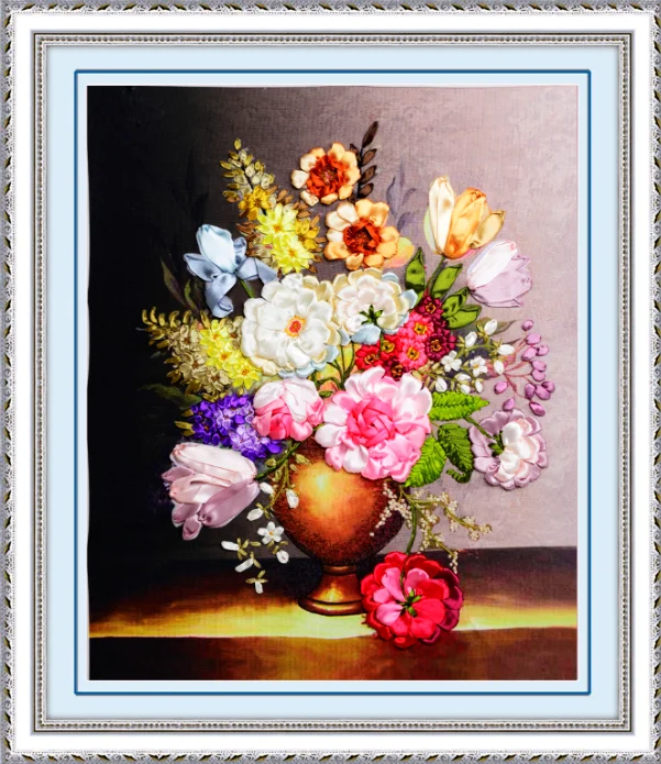 65x55cm Nelimitat flori Panglică kit de broderie pata set de pictura artizanat kit DIY manual manual art decor acasă