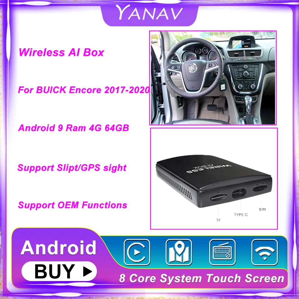 Carplay Wireless Ai Cutie Dual Bluetooth Android 9 Pentru BUICK Encore 2017-2020 Auto Radio Auto Multimedia Player Smart Box HDMI