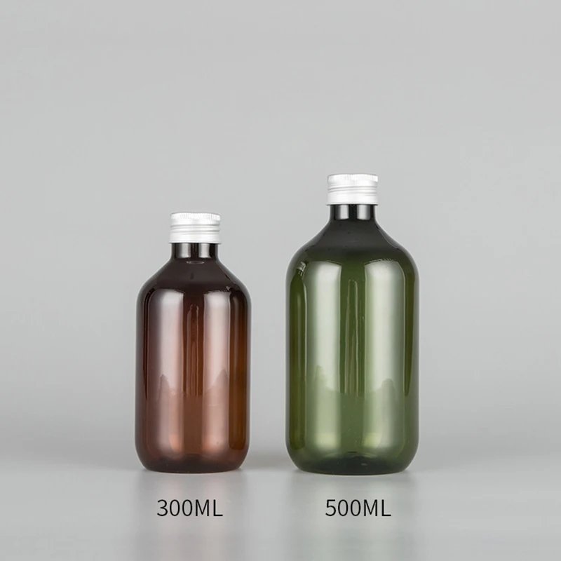 12pcs 300ml, 500ml Gol Maro Verde Reîncărcabile Sticle de Cosmetice Cu Argint Aluminiu Capac cu filet Containere Pentru Sampon Gel